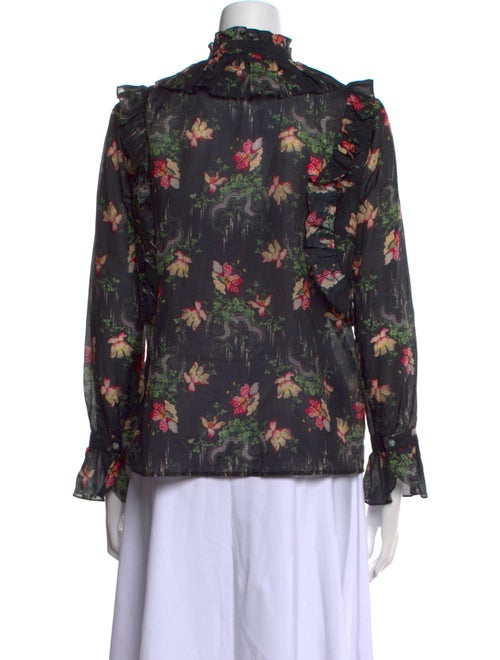 Vilshenko Floral Print Mock Neck Blouse