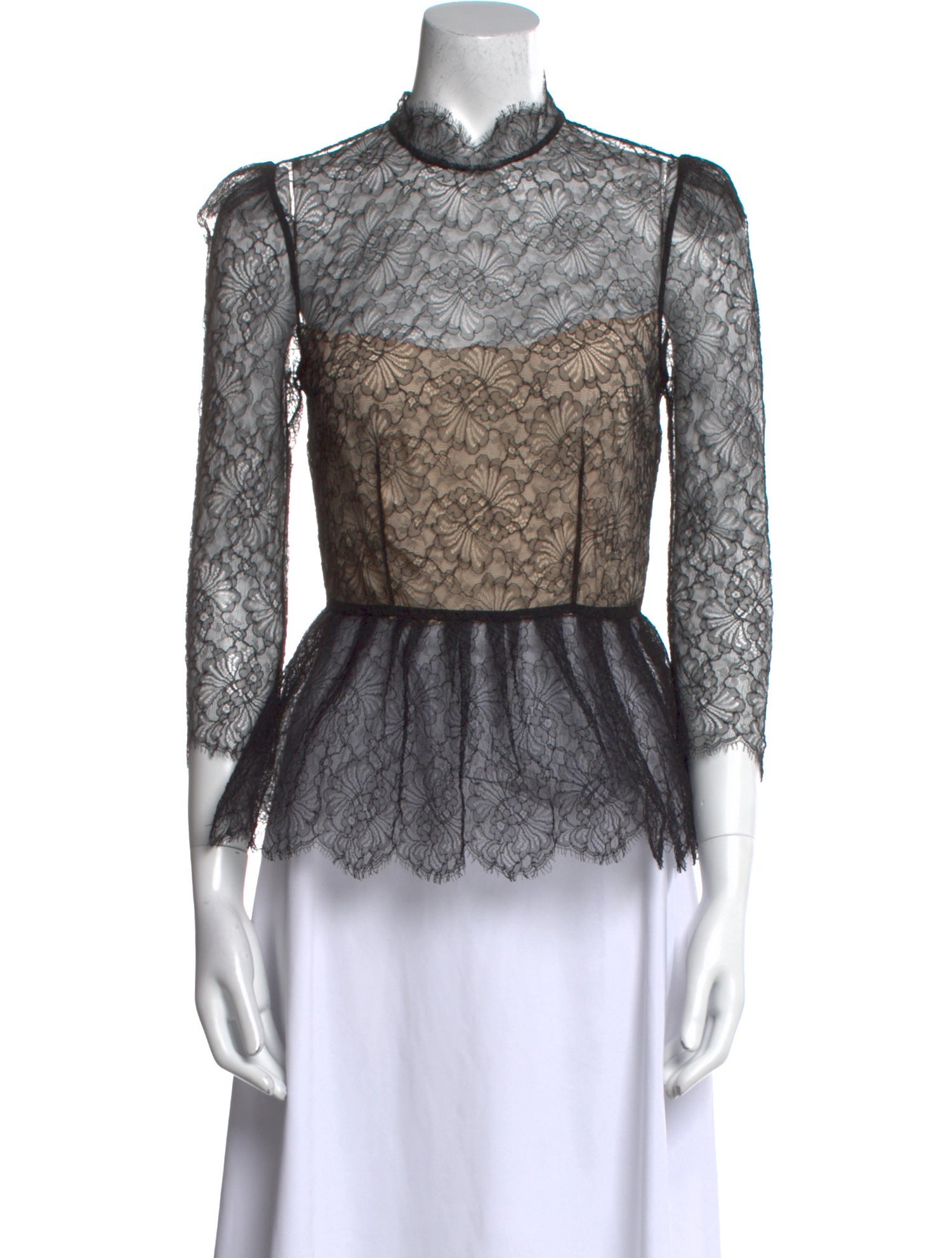 Vilshenko Lace Pattern Mock Neck Top