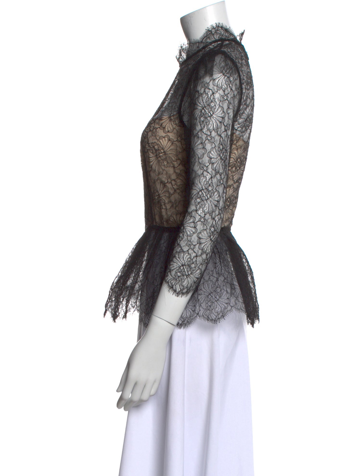 Vilshenko Lace Pattern Mock Neck Top