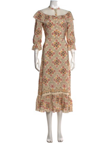 Pre-owned Vilshenko Silk Long Dress In Neutrals