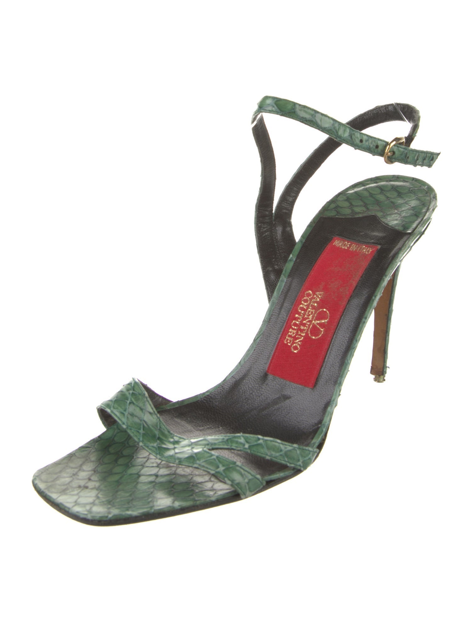 Valentino Couture Python Animal Print Slingback Sandals