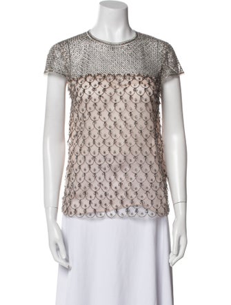 Valentino Couture Printed Crew Neck Blouse