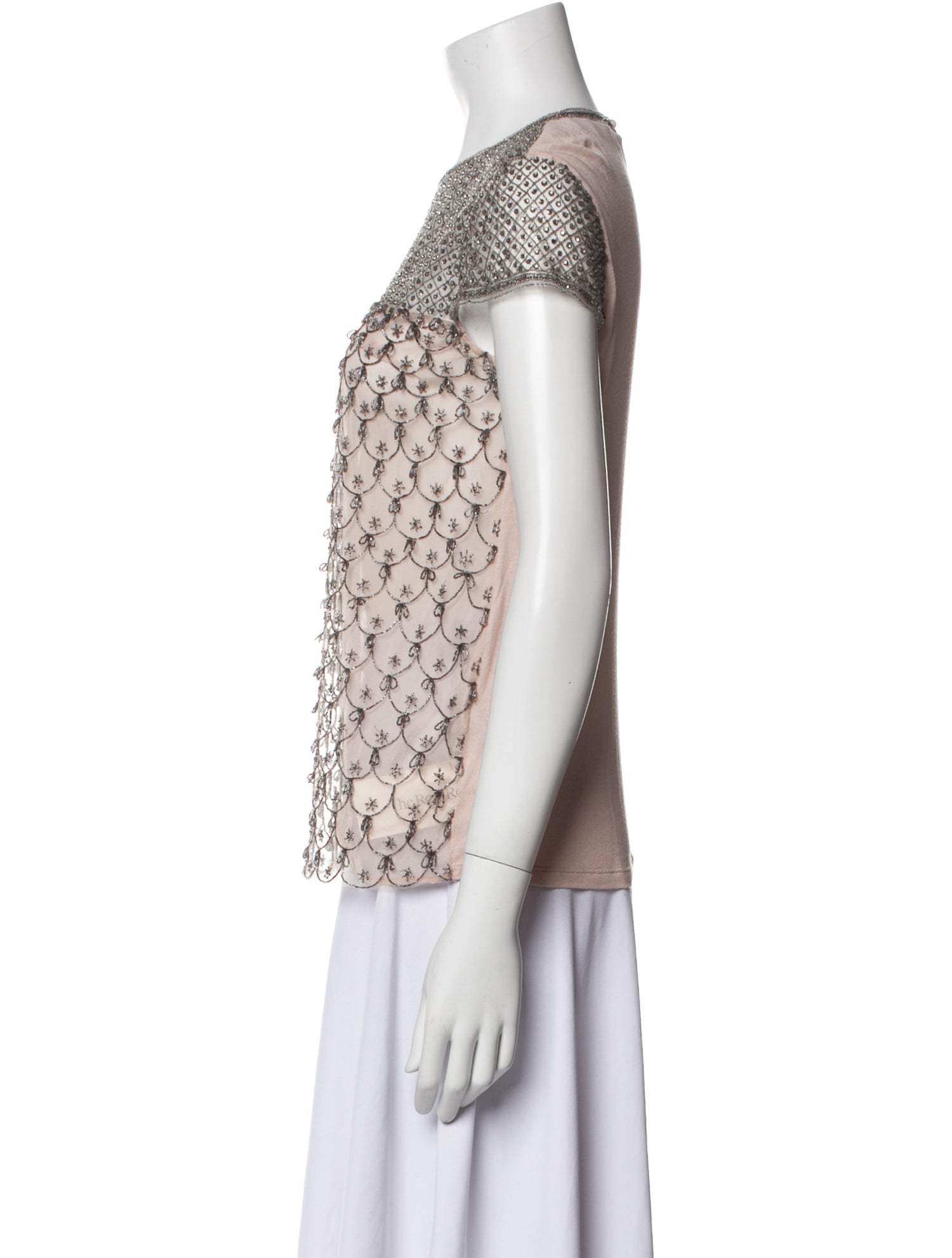 Valentino Couture Printed Crew Neck Blouse