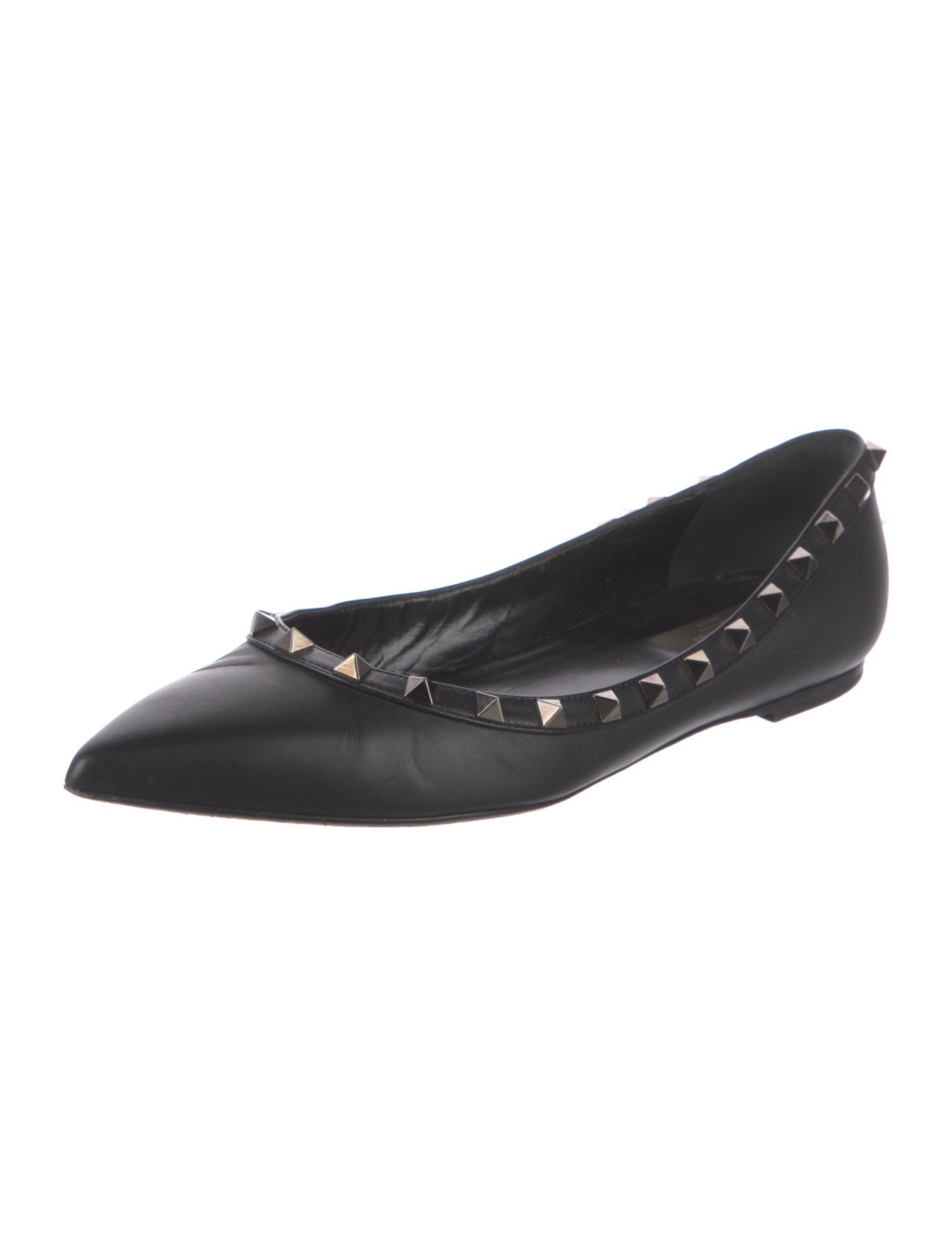 Valentino Night Leather Studded Accents Flats