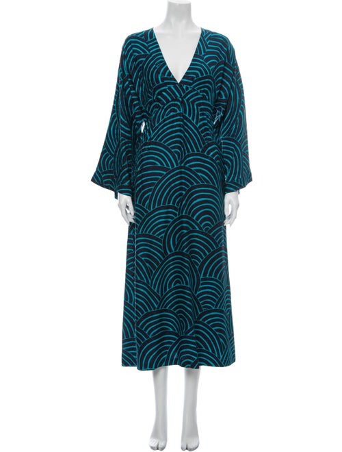 Vanessa Seward Silk Midi Length Dress Blue