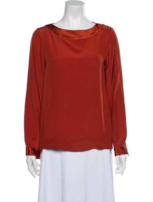 Vanessa Seward Silk Scoop Neck Blouse Orange