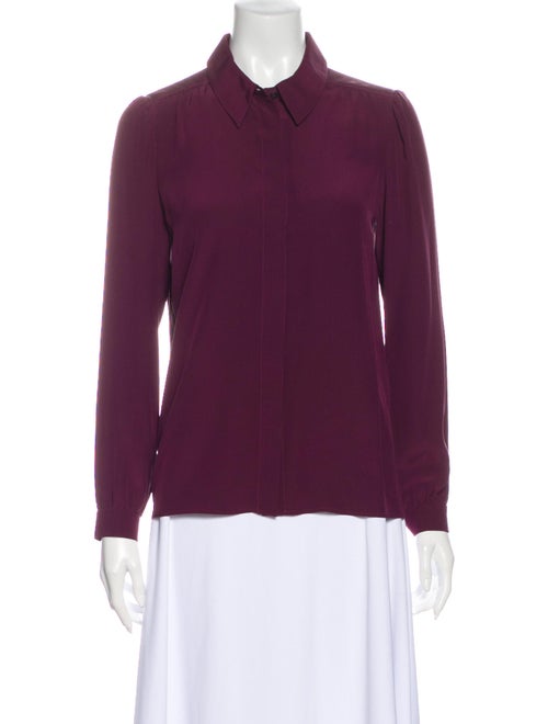 Vanessa Seward Silk Long Sleeve Button-Up Top Purp