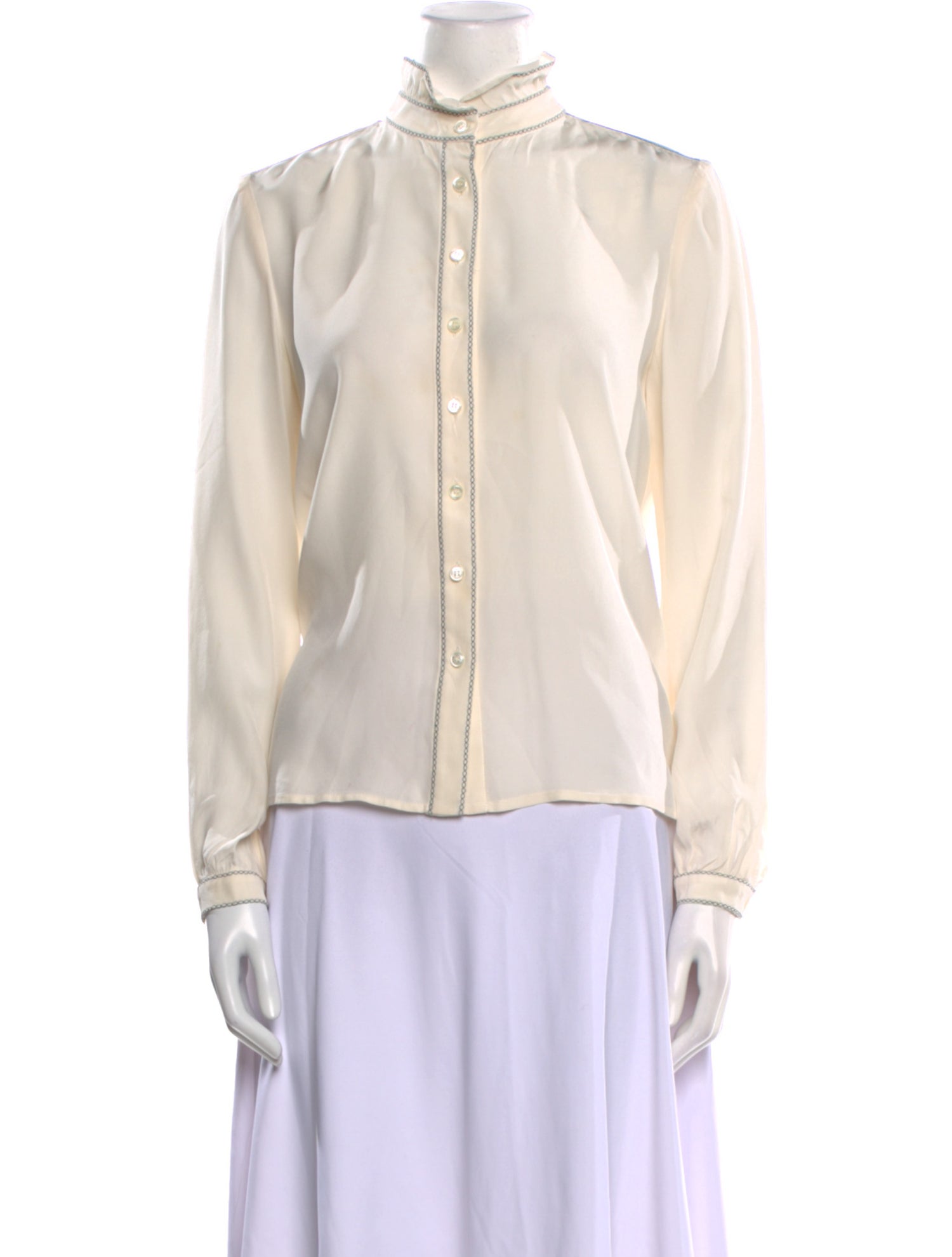 Vanessa Seward Silk Mock Neck Blouse