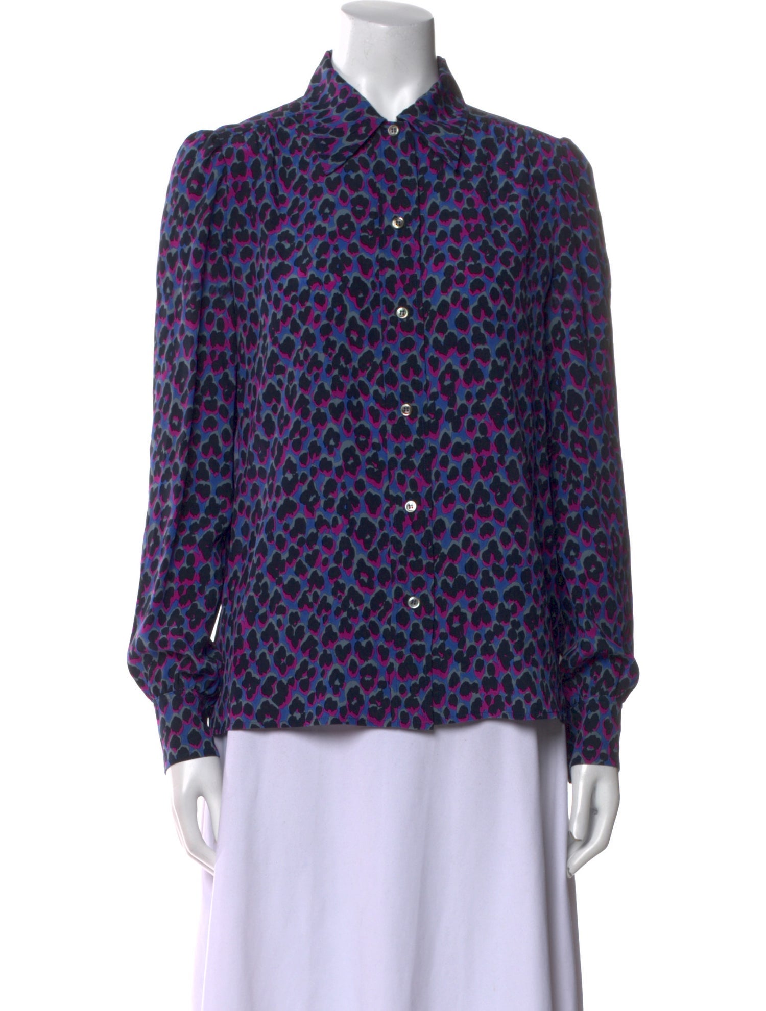 Vanessa Seward Silk Printed Button-Up Top