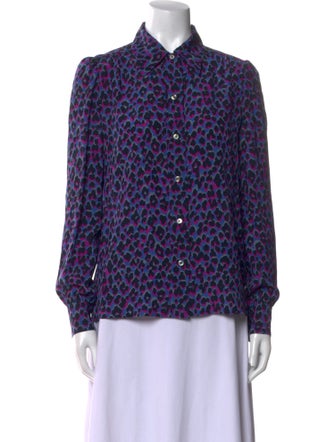 Vanessa Seward Silk Printed Button-Up Top