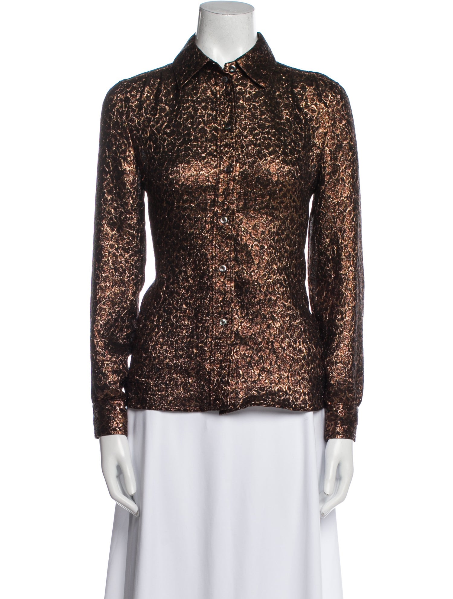 Vanessa Seward Silk Printed Button-Up Top