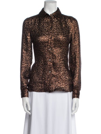 Vanessa Seward Silk Printed Button-Up Top