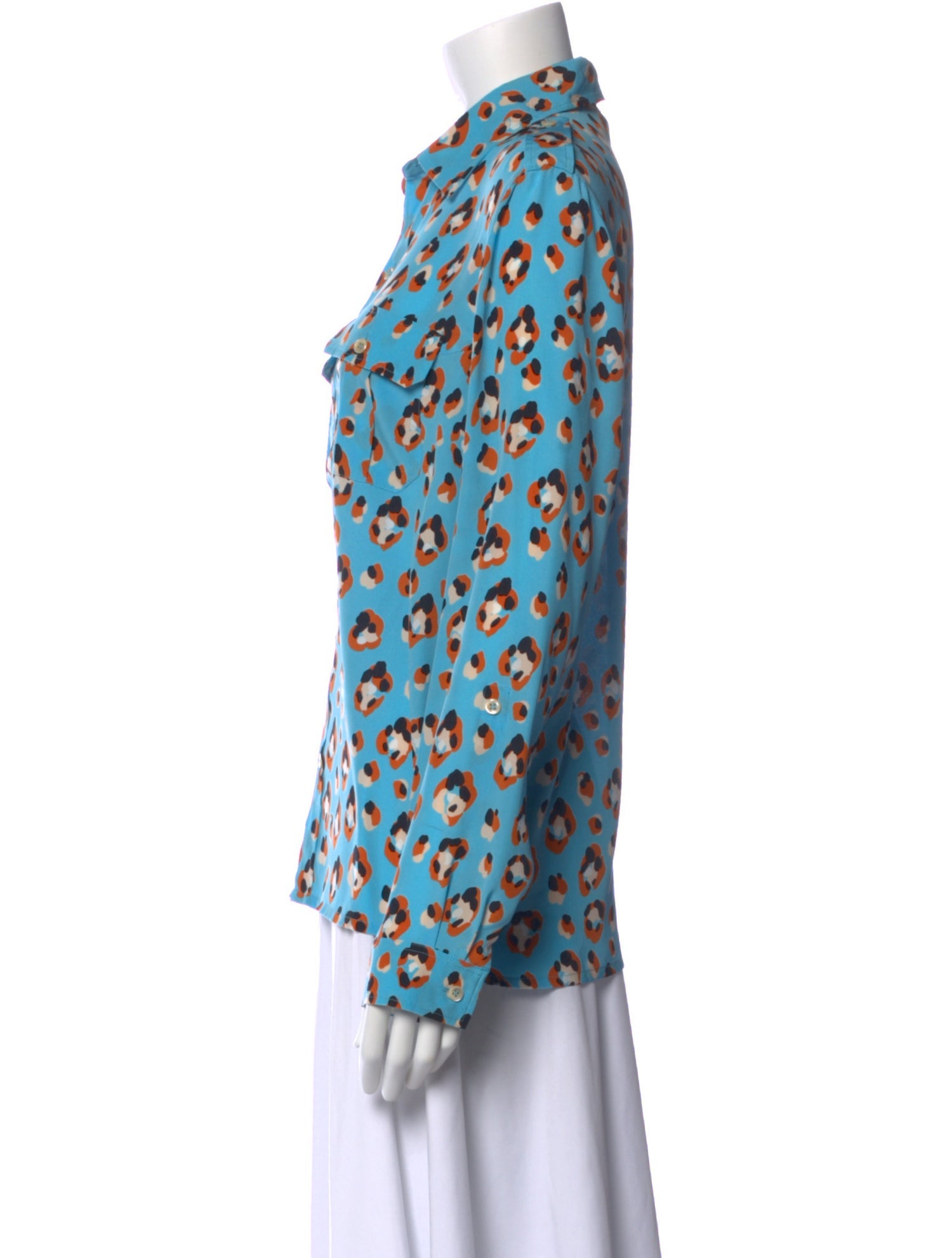 Vanessa Seward Silk Printed Button-Up Top