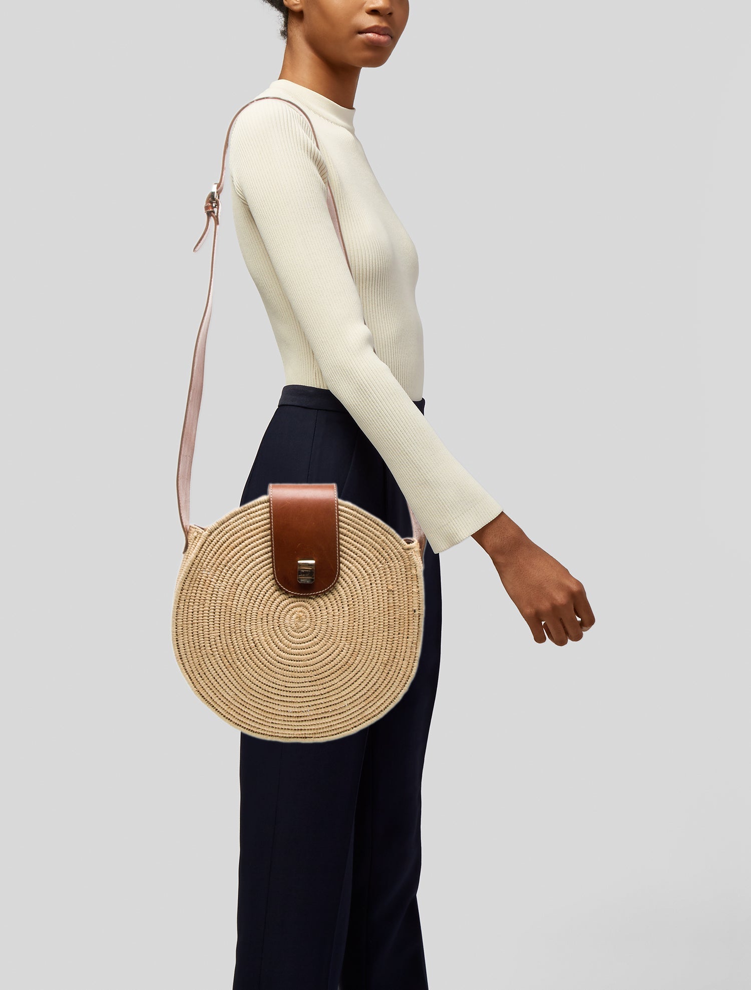 Vanessa Seward Raffia Messenger Bag