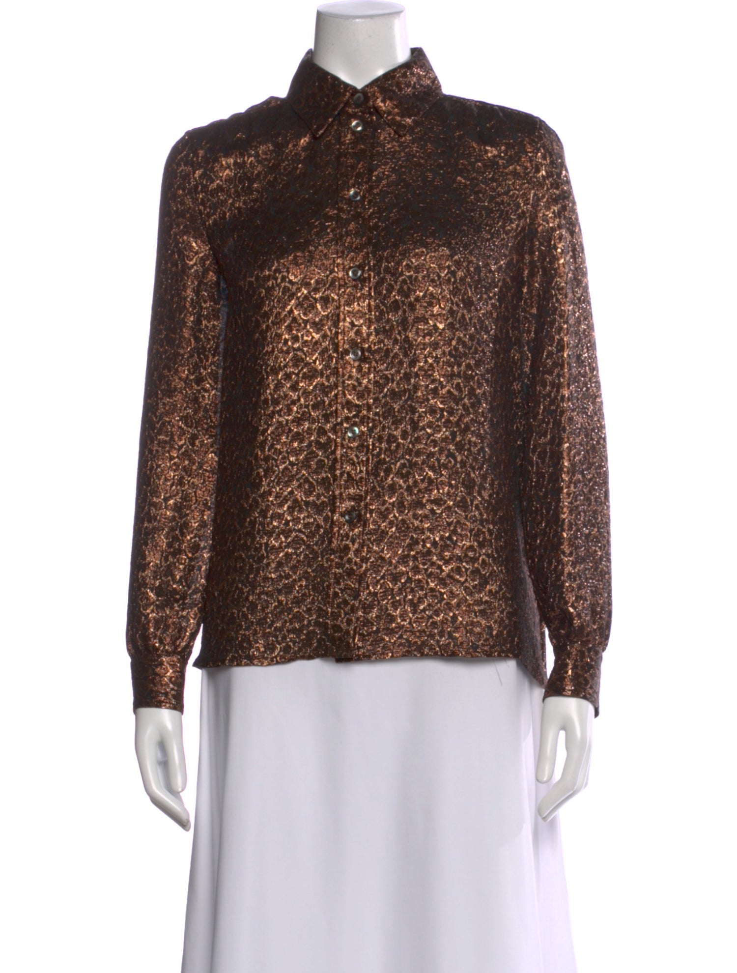 Vanessa Seward Silk Patterned Button-Up Top