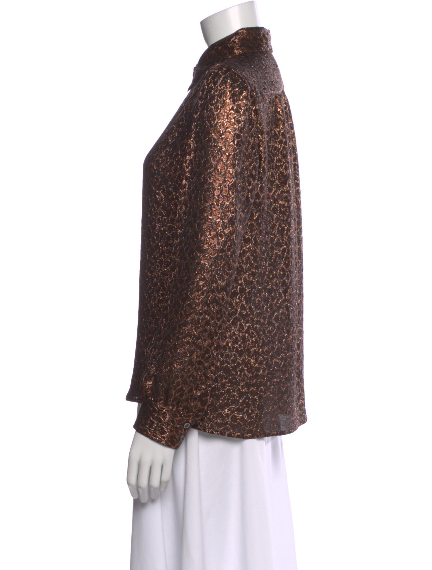 Vanessa Seward Silk Patterned Button-Up Top