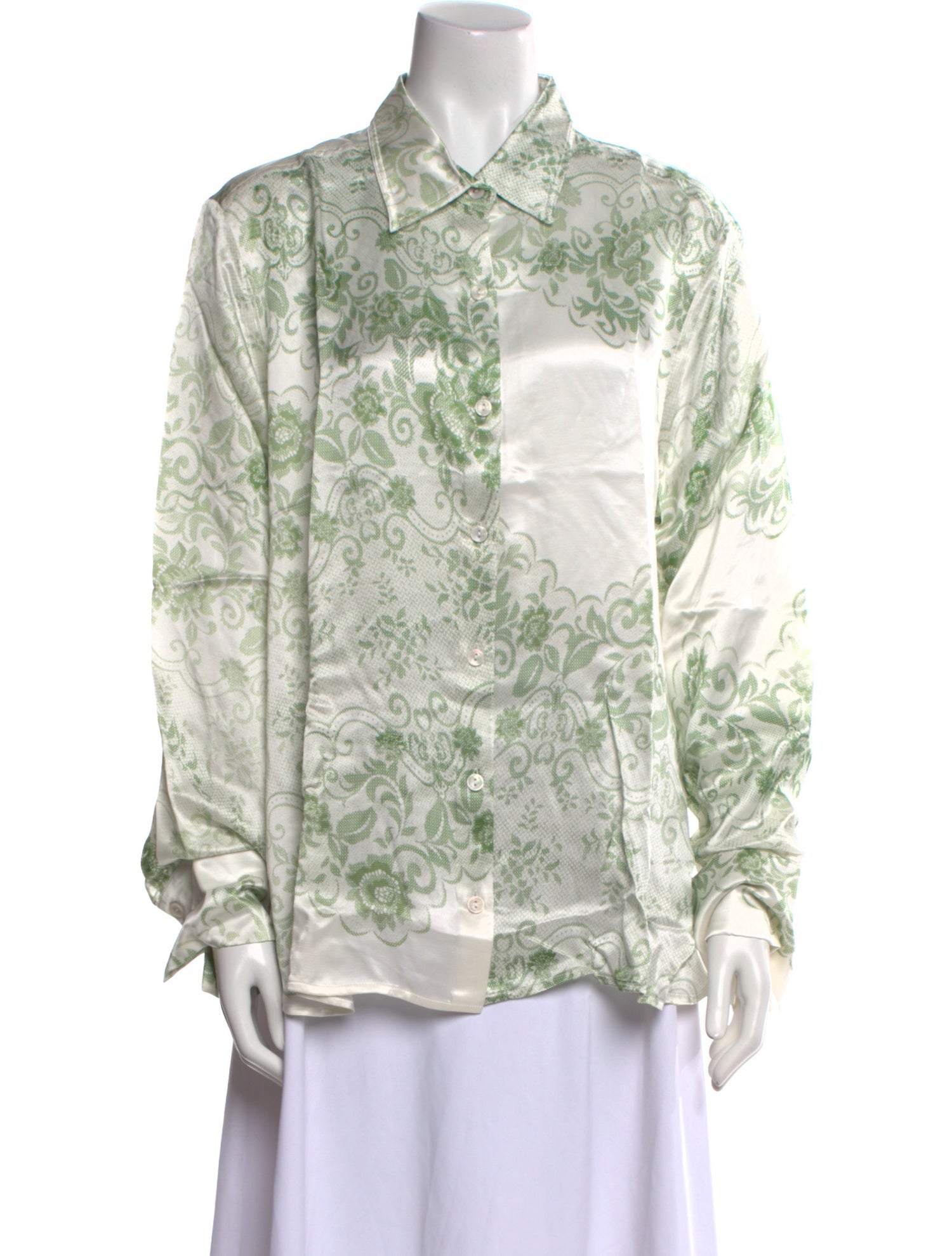 Roame Printed Long Sleeve Button-Up Top w/ Tags
