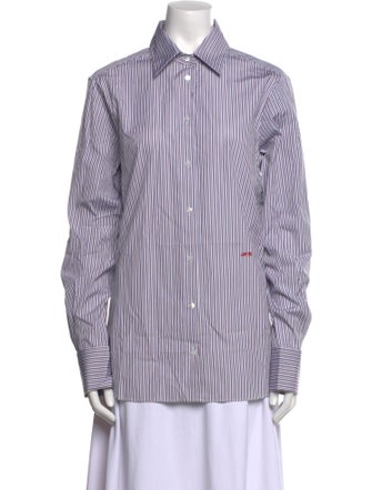 Amiya Striped Long Sleeve Button-Up Top