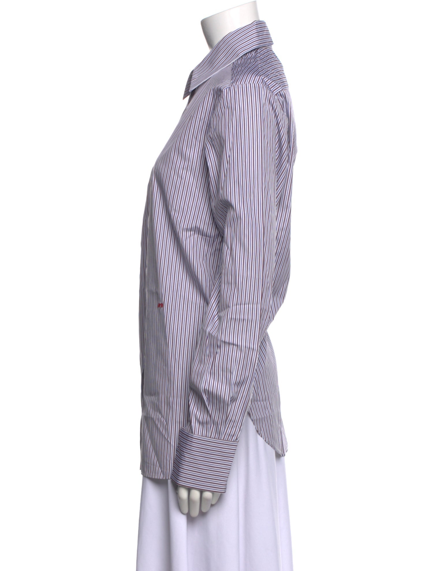 Amiya Striped Long Sleeve Button-Up Top