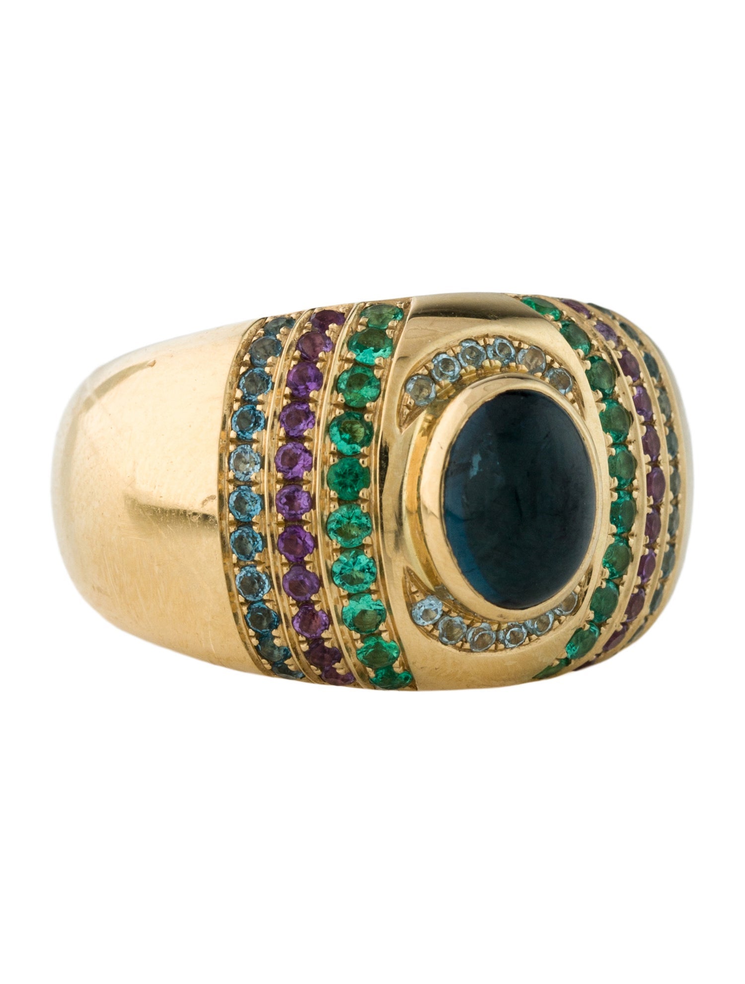 Jennifer DeMoro 18K Multistone Color Wave Bombe Ring