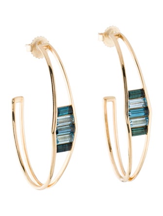 Jennifer DeMoro 18K Tourmaline & Topaz Sundown Hoop Earrings