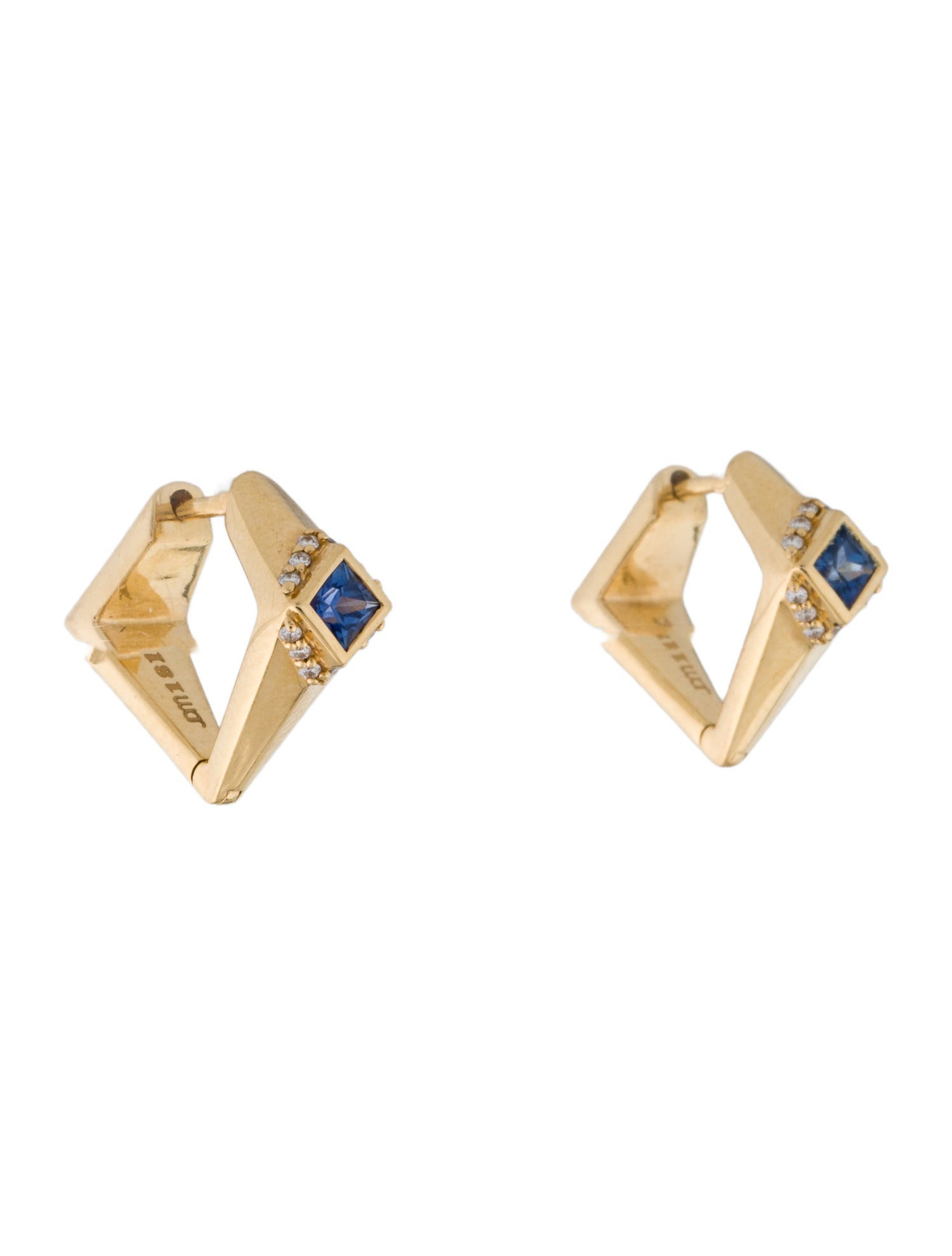Jennifer DeMoro 18K Sapphire & Diamond Huggies