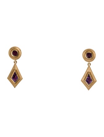 Jennifer DeMoro 18K Rhodolite & Amethyst Stardust Kite Drop Earrings