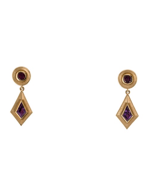 Jennifer DeMoro 18K Rhodolite & Amethyst Stardust Kite Drop Earrings