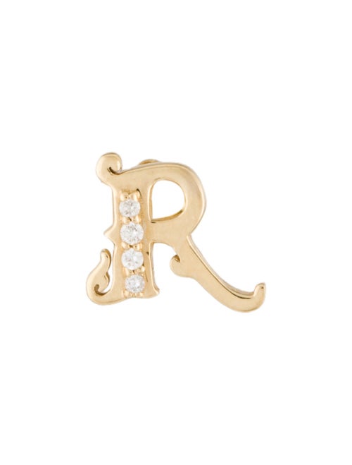 The Moonstoned 14K Diamond Initial 'R' Stud Earring
