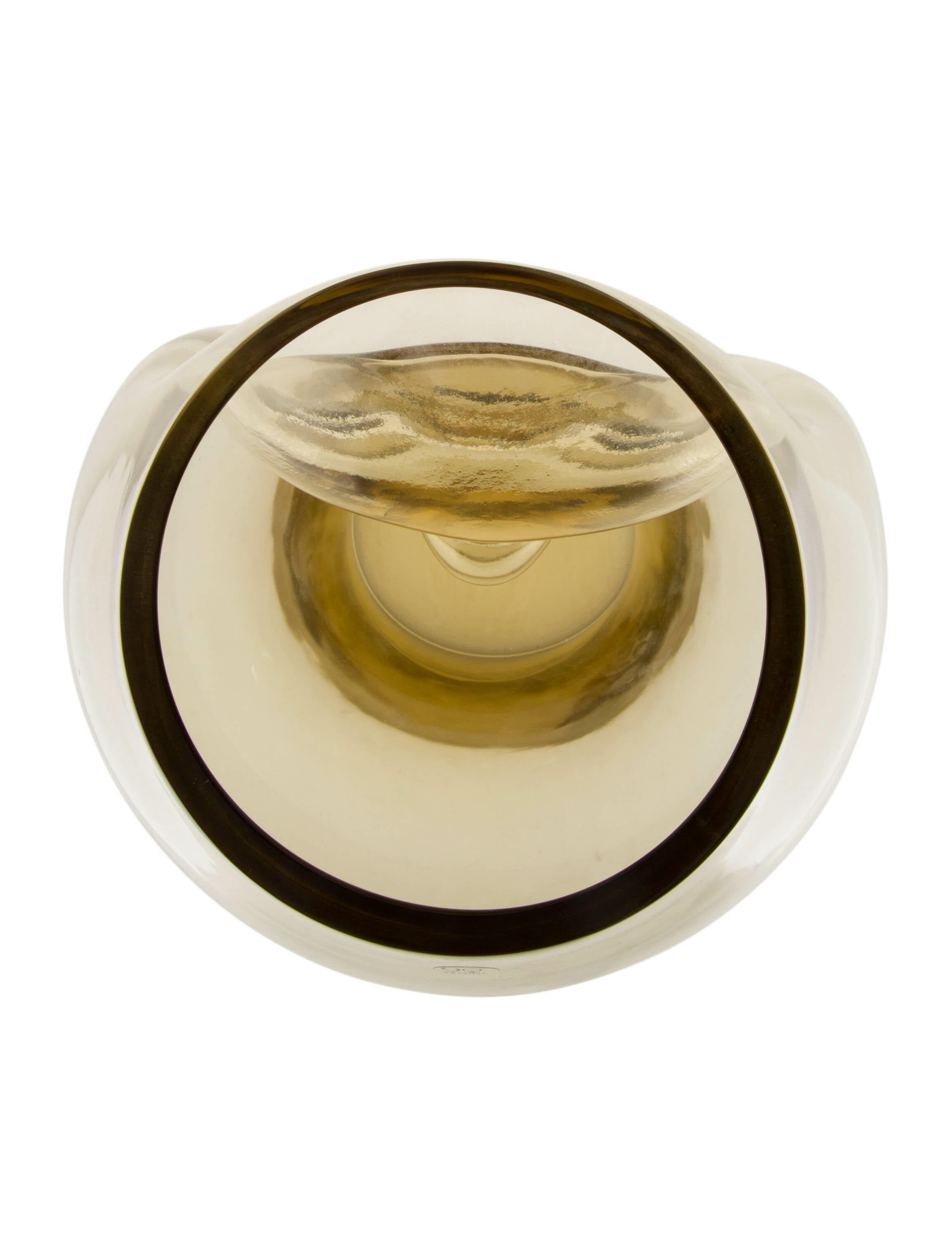 Venini Straw Murana Face Glass Vase Yellow Decorative Accents, Decor