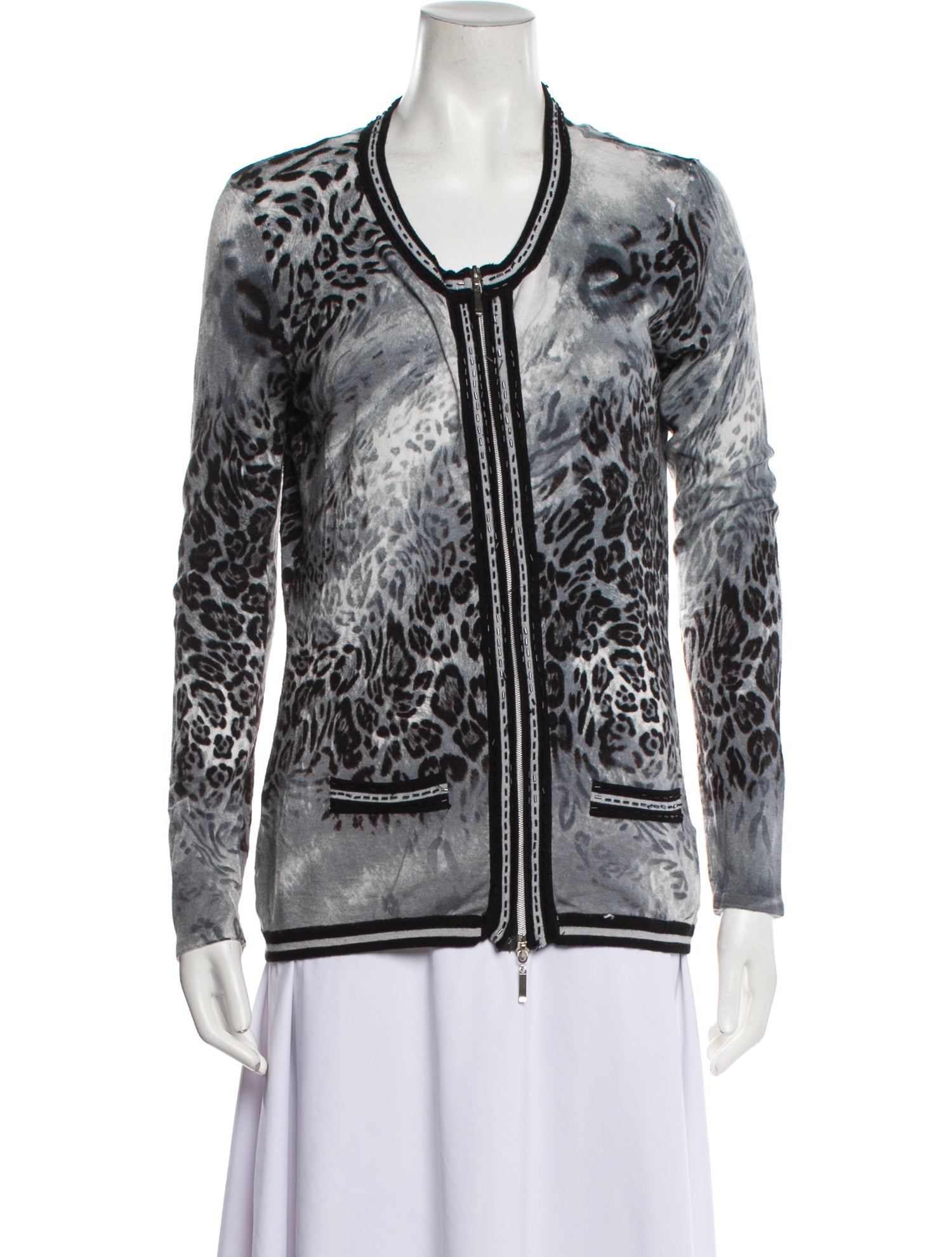 Venini Animal Print Scoop Neck Sweater