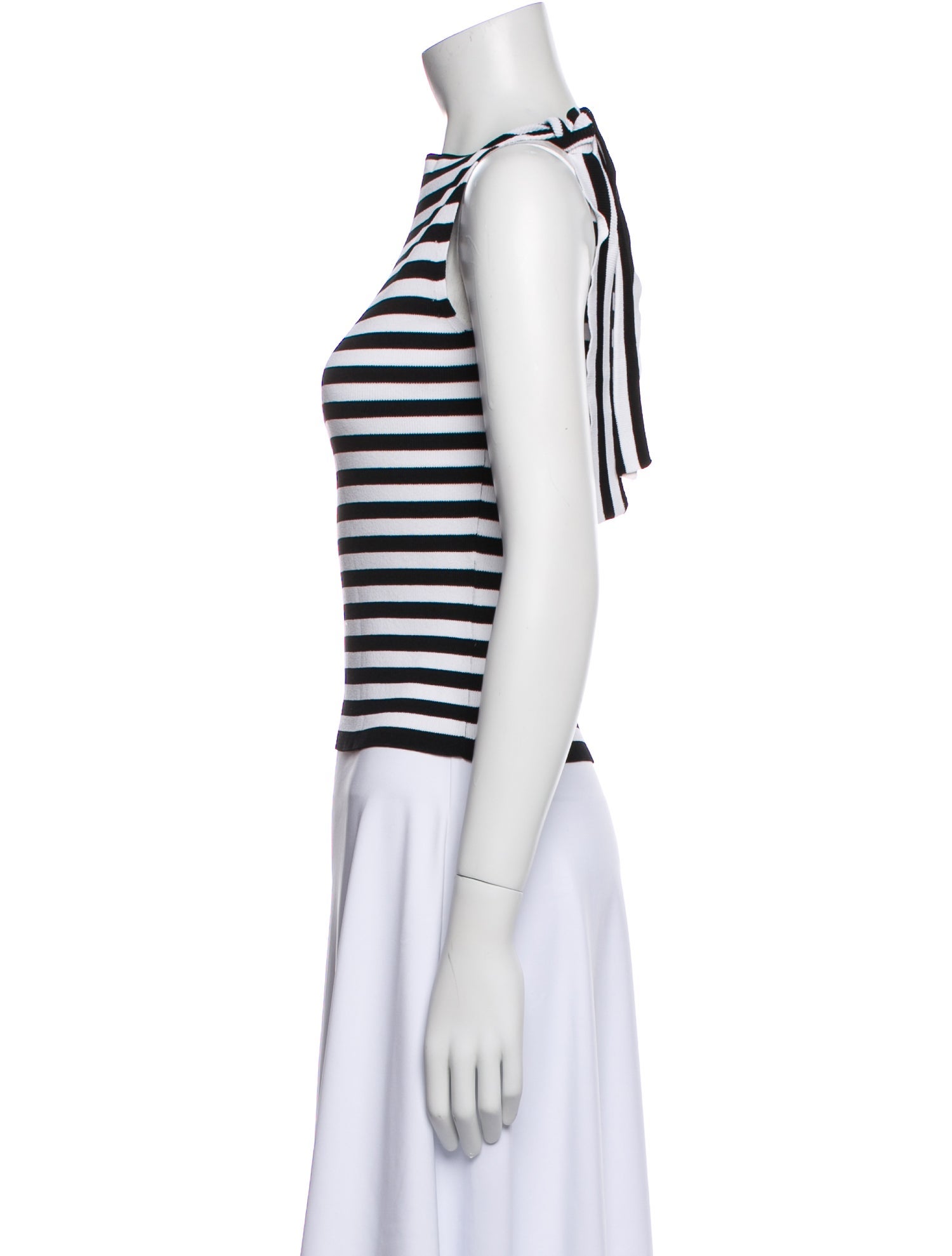 Venini Striped Bateau Neckline Crop Top