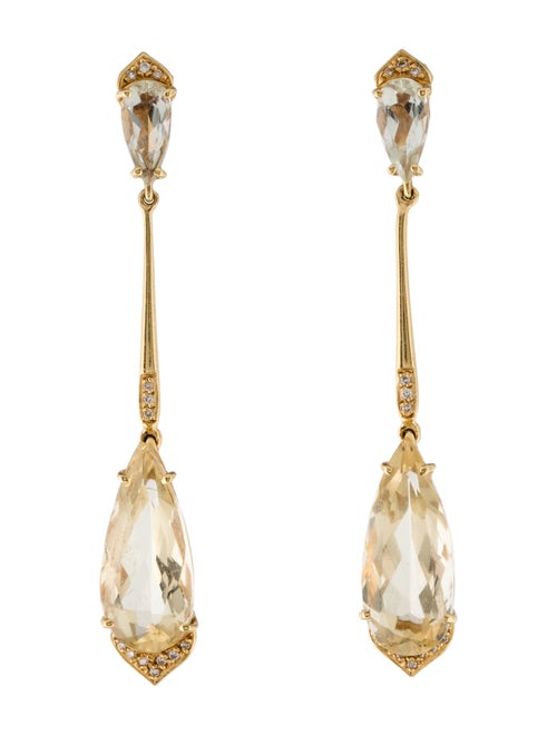 Vianna Brasil 18K 12.00ctw Quartz & Diamond Drop Earrings