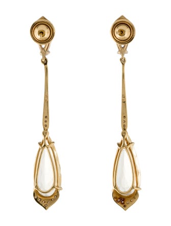 Vianna Brasil 18K 12.00ctw Quartz & Diamond Drop Earrings