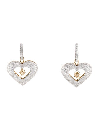 Sybarite 18K 5.41ctw Diamond Heart Drop Earrings