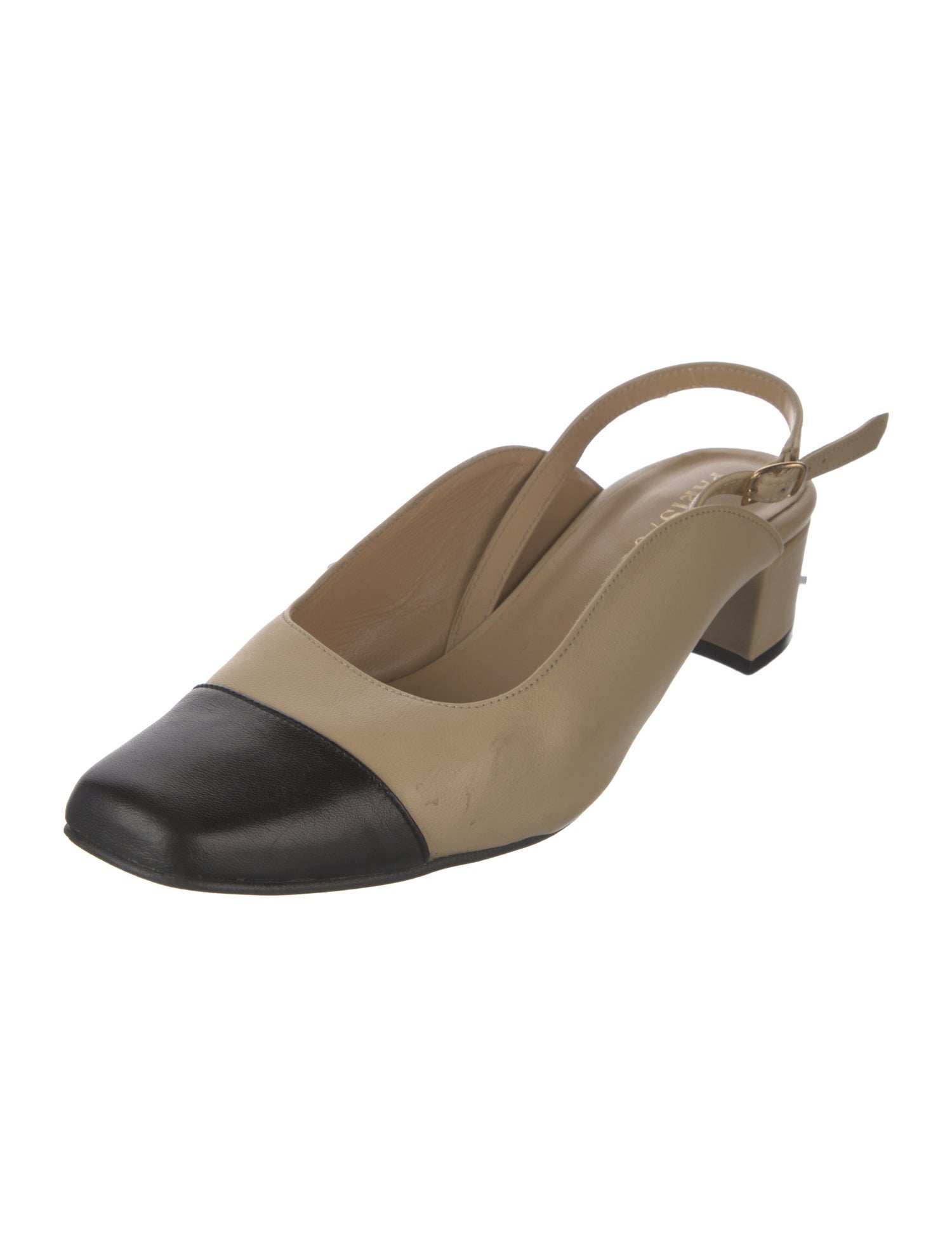 Paris 64 Leather Colorblock Pattern Slingback Pumps