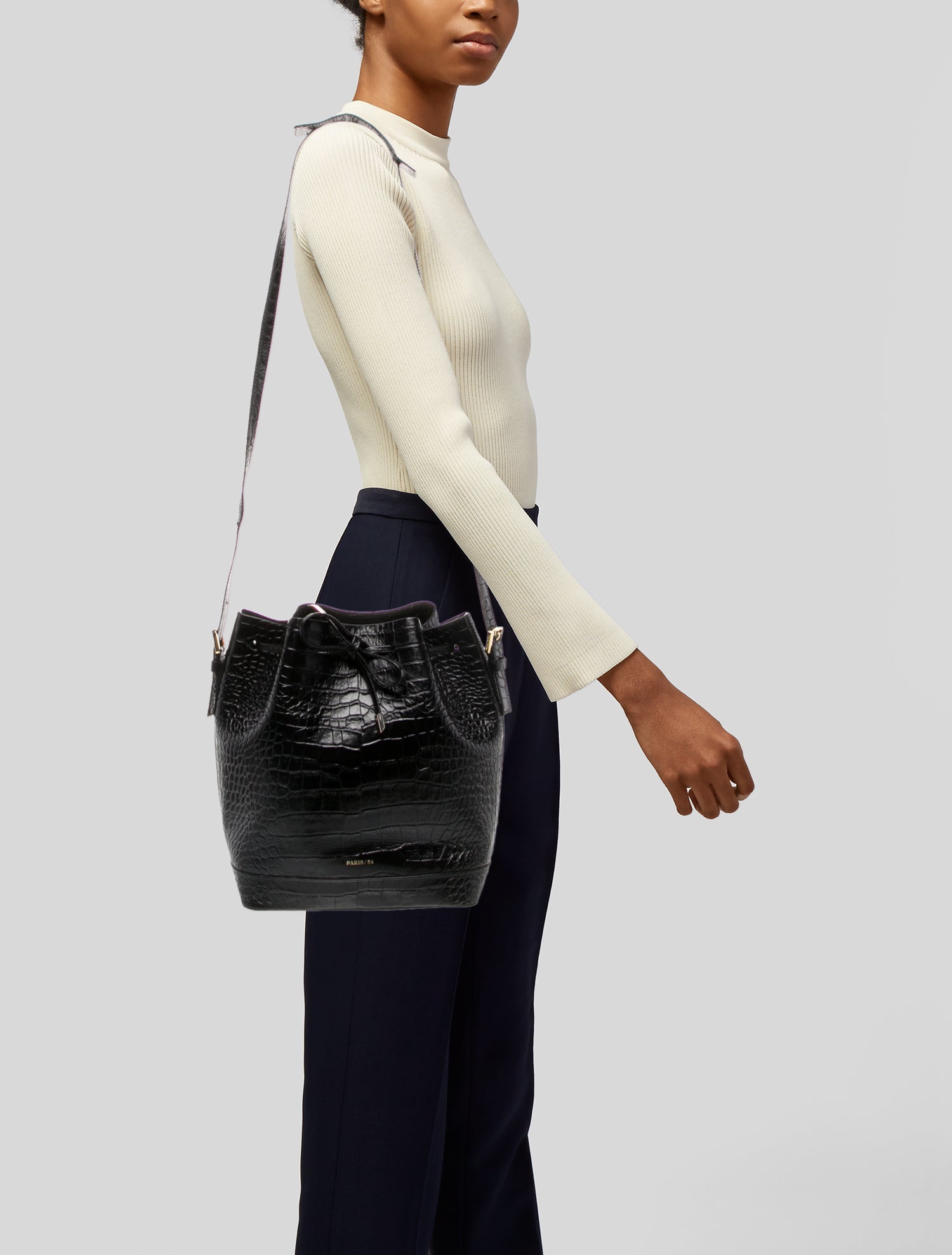 Paris 64 Embossed Leather Bucket Bag