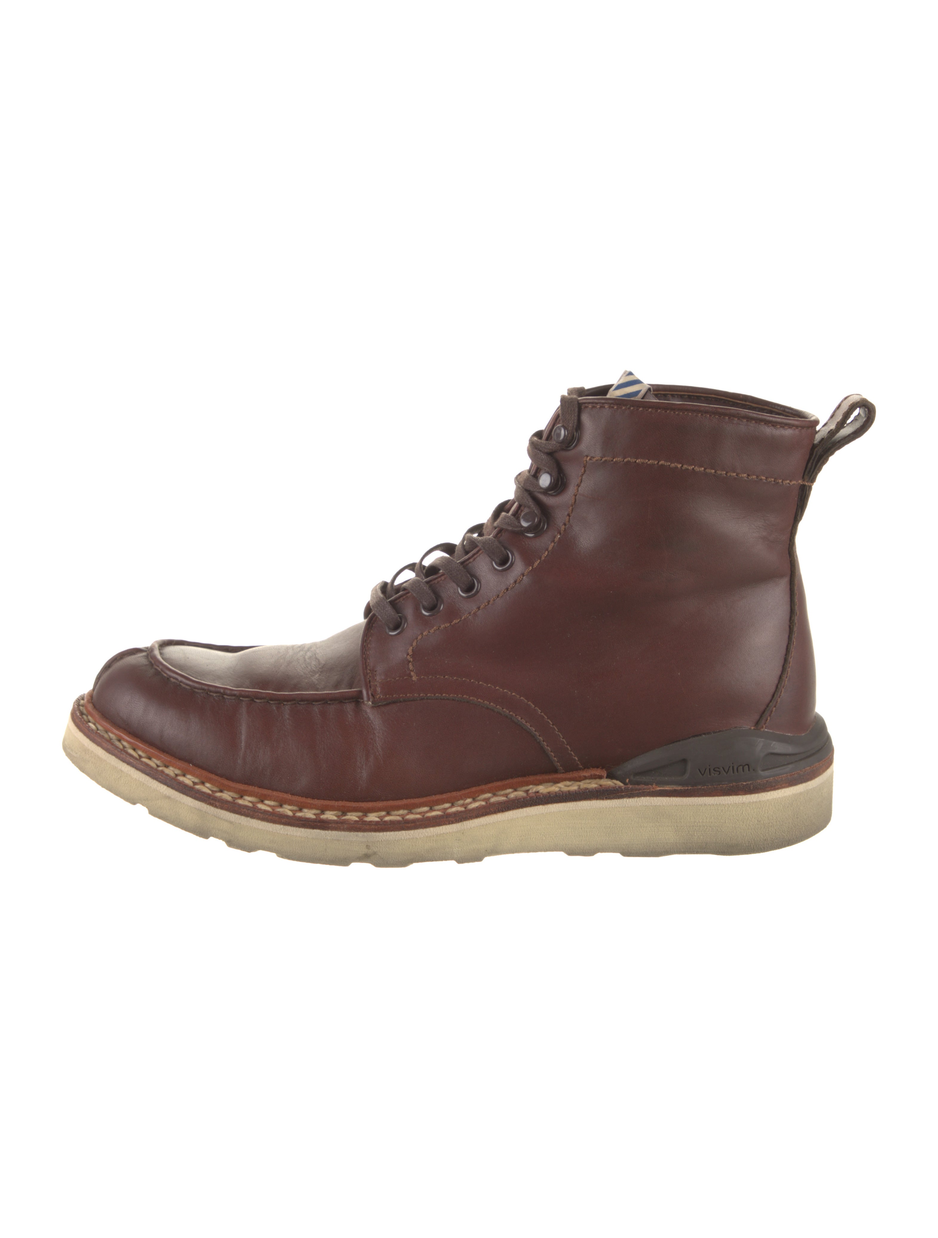 Visvim Leather Whipstitch Trim LaceUp Boots Brown Boots, Shoes