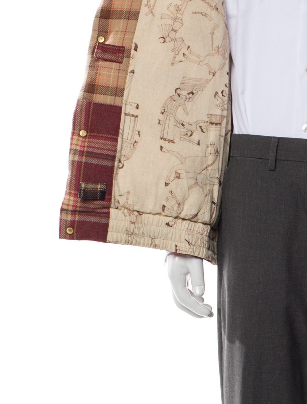 Visvim Patchwork Vest Red Plaid Print Collar Slit… - image 4