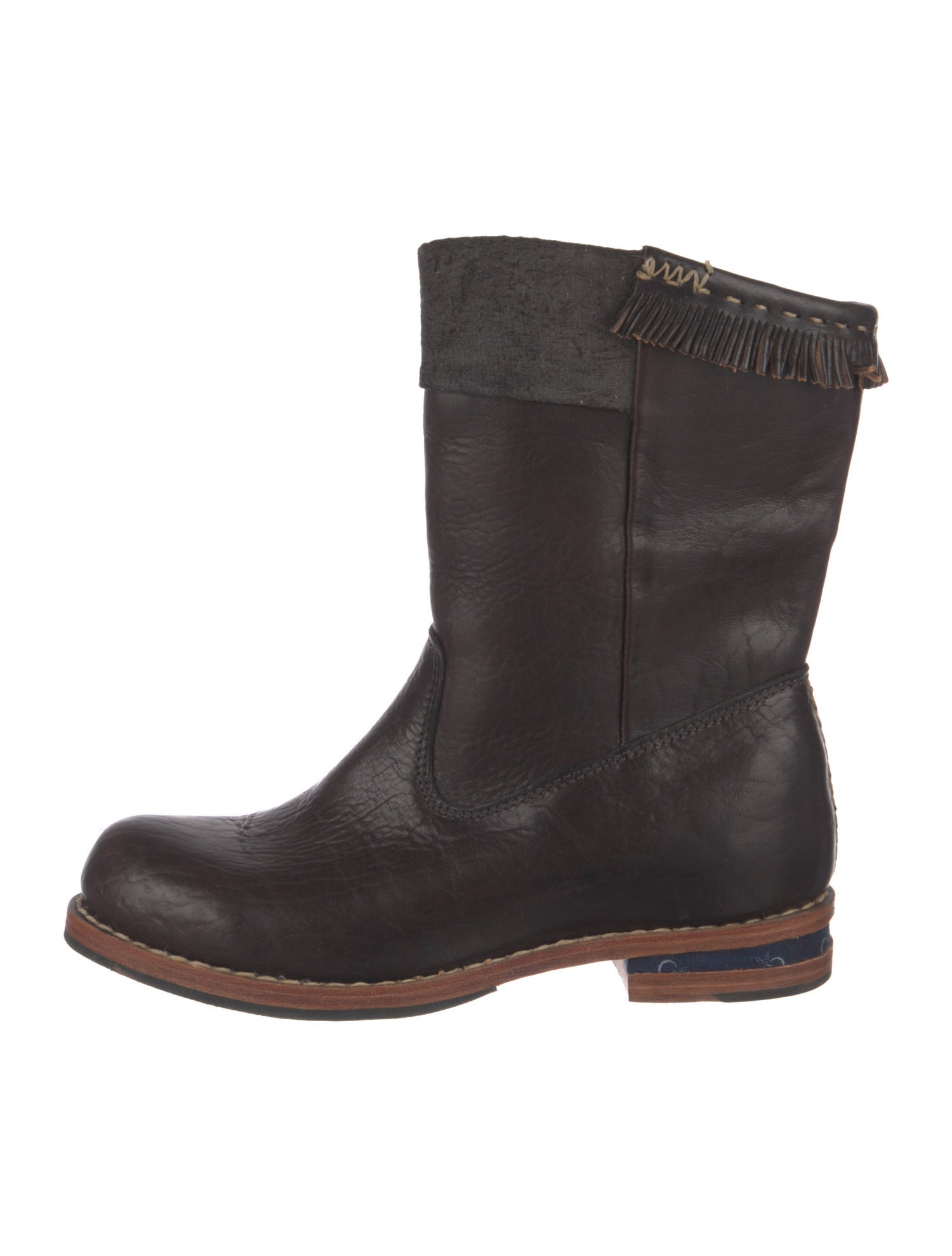 Visvim Leather Fringe Trim Accent Moto Boots