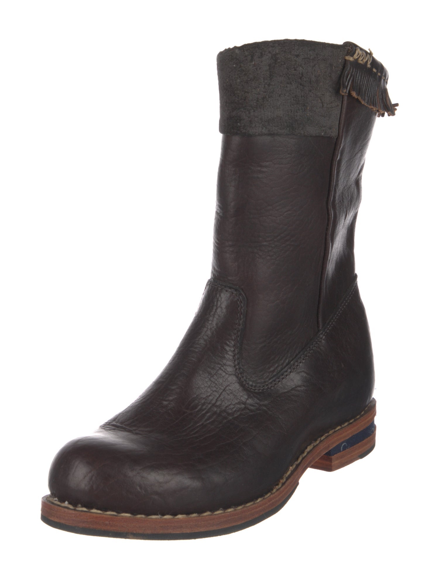 Visvim Leather Fringe Trim Accent Moto Boots