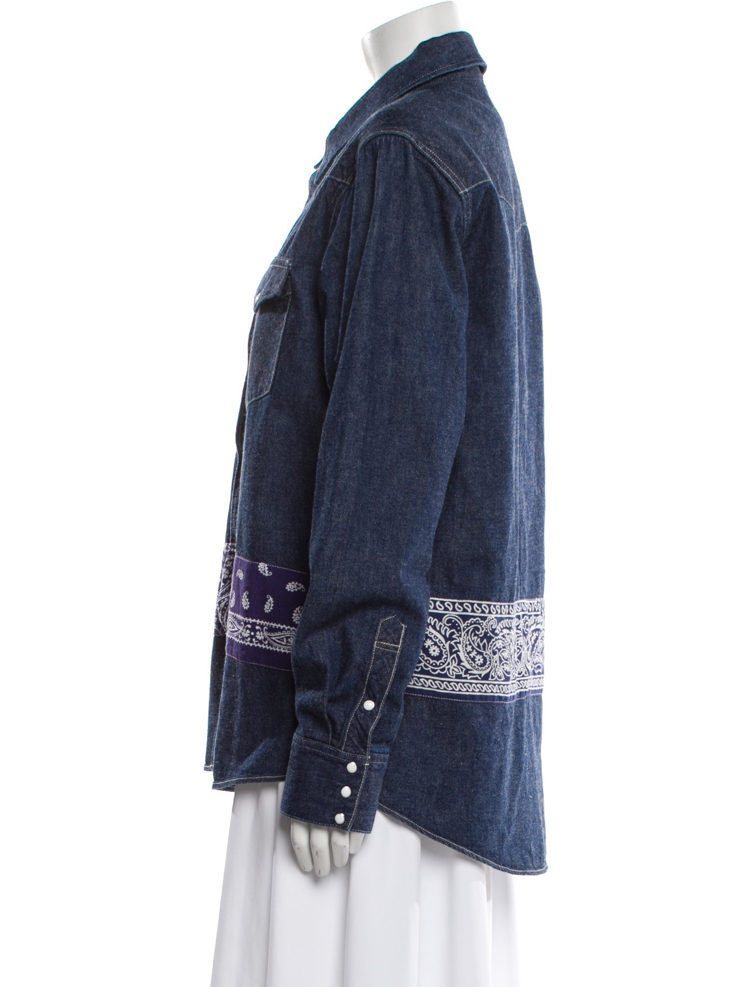 Visvim Bandana Paisley Denim Border Paisley Print Denim Shirt