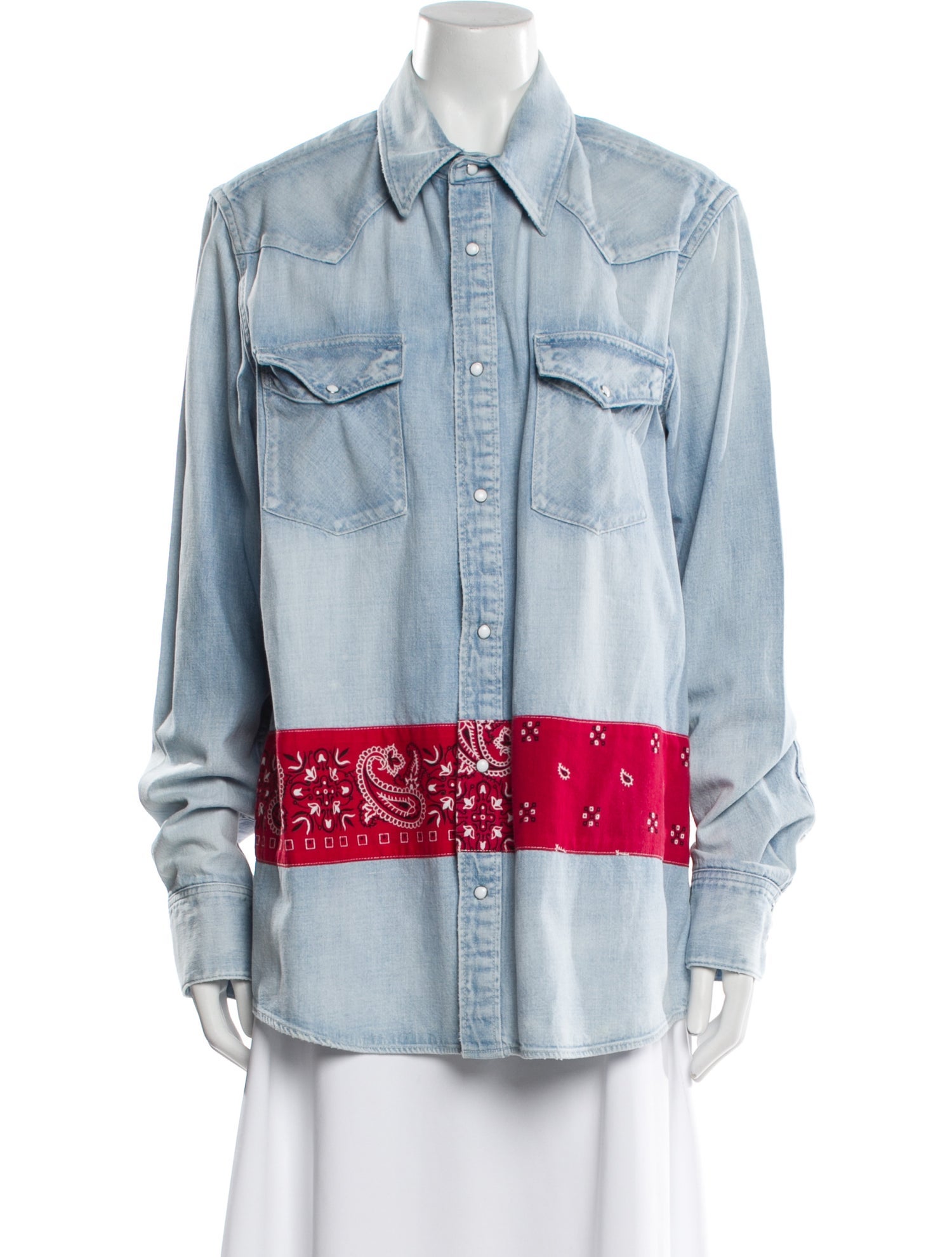 Visvim Bandana Paisley Border Paisley Print Denim Shirt