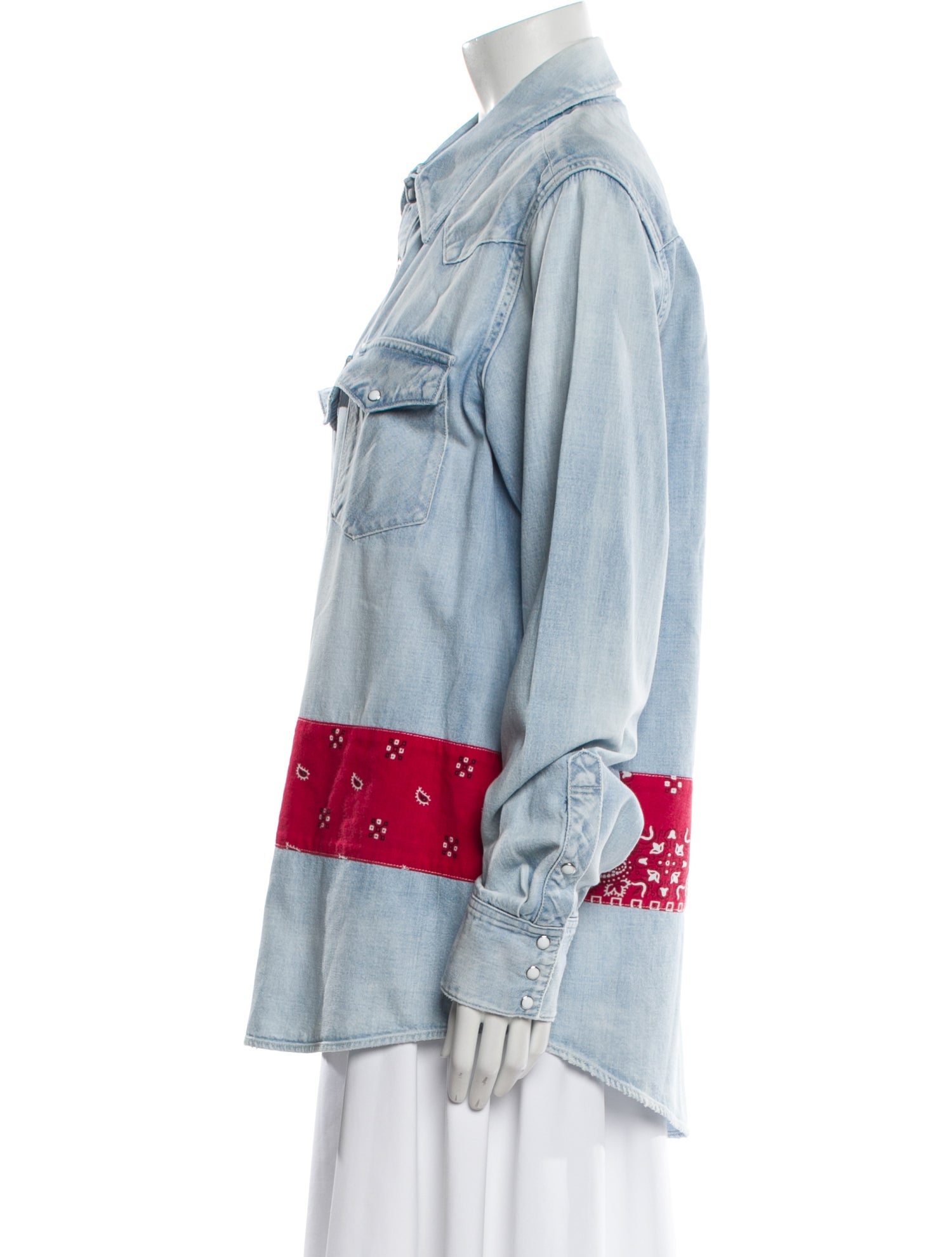 Visvim Bandana Paisley Border Paisley Print Denim Shirt