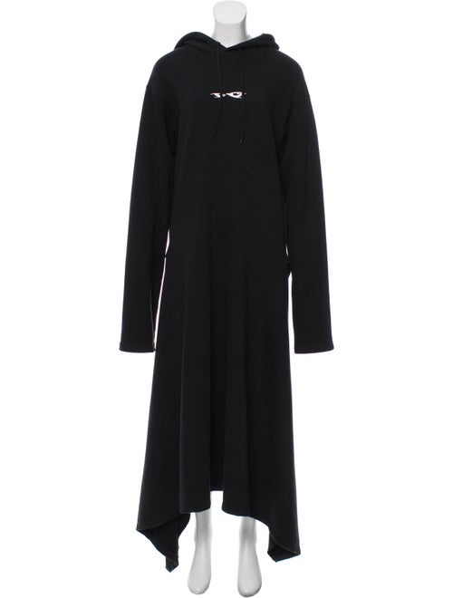 Vetements Eye-Embroidered Hooded Dress Black