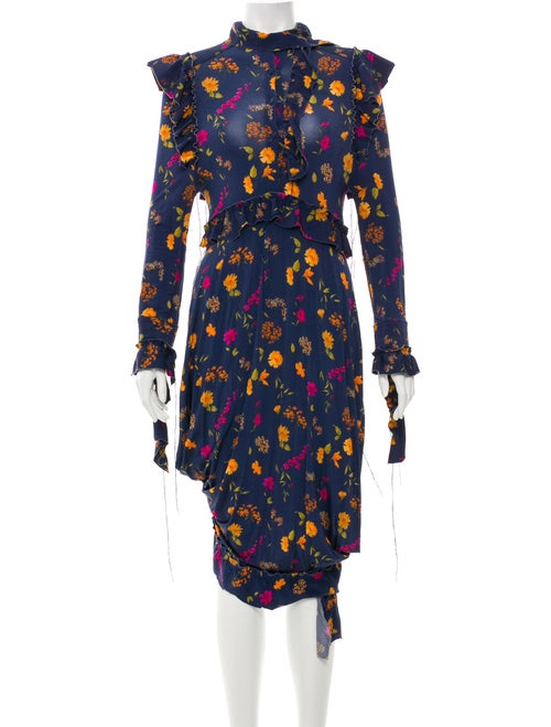 Vetements Printed Maxi Dress Blue