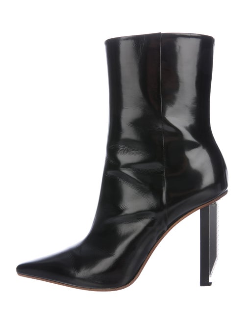 Vetements Leather Square-Toe Boots Black