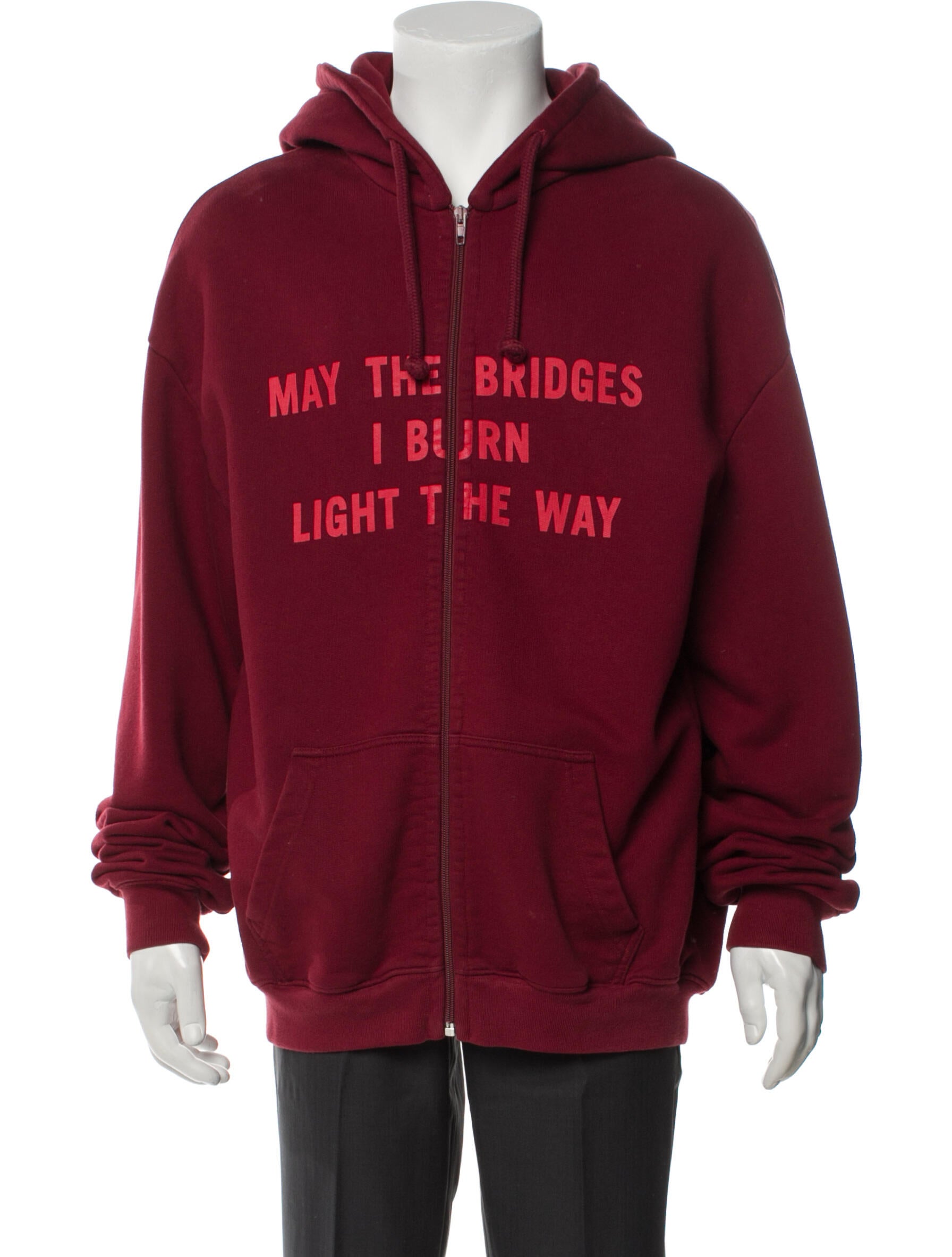 Vetements 2016-2017 'May The Bridges I Burn Light The Way' Oversize Zip-Up Hoodie