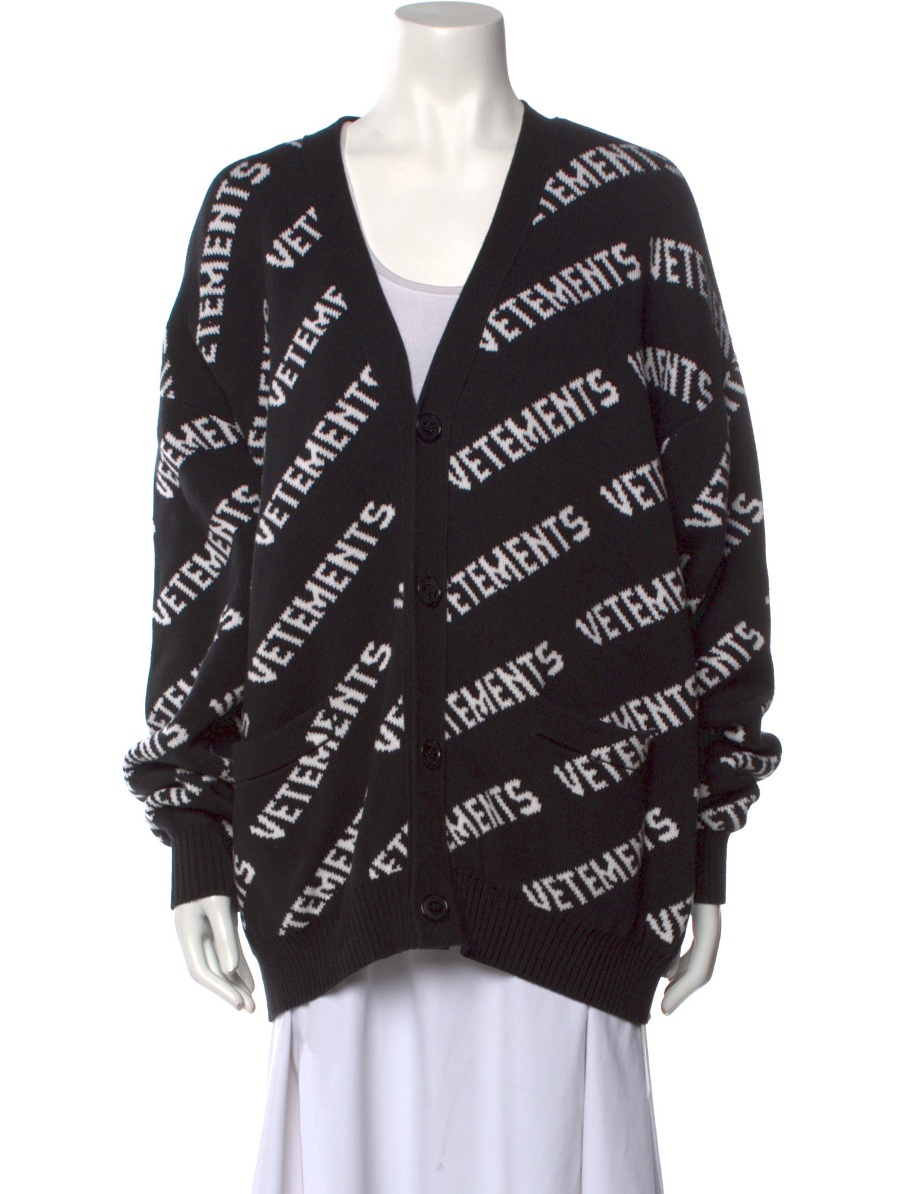 Vetements Printed V-Neck Cardigan