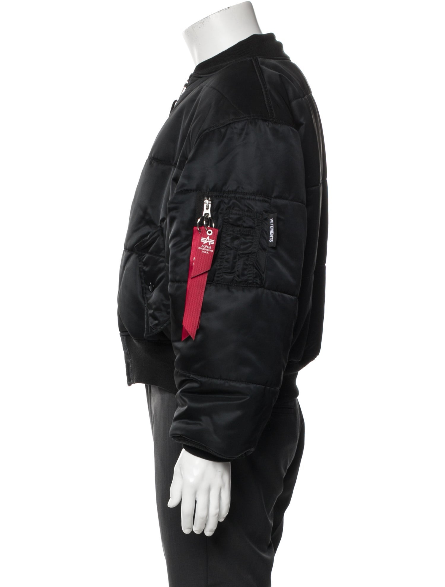 Mサイズ Vetements alpha bomber jacket MA-1 Vetements x Alpha Industries Racing Bomber Jacket Black SIZE